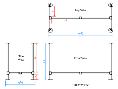 H28" x W23", Pipe Table Legs for Dining Table or Desk, 1 Set, #BKH2328C