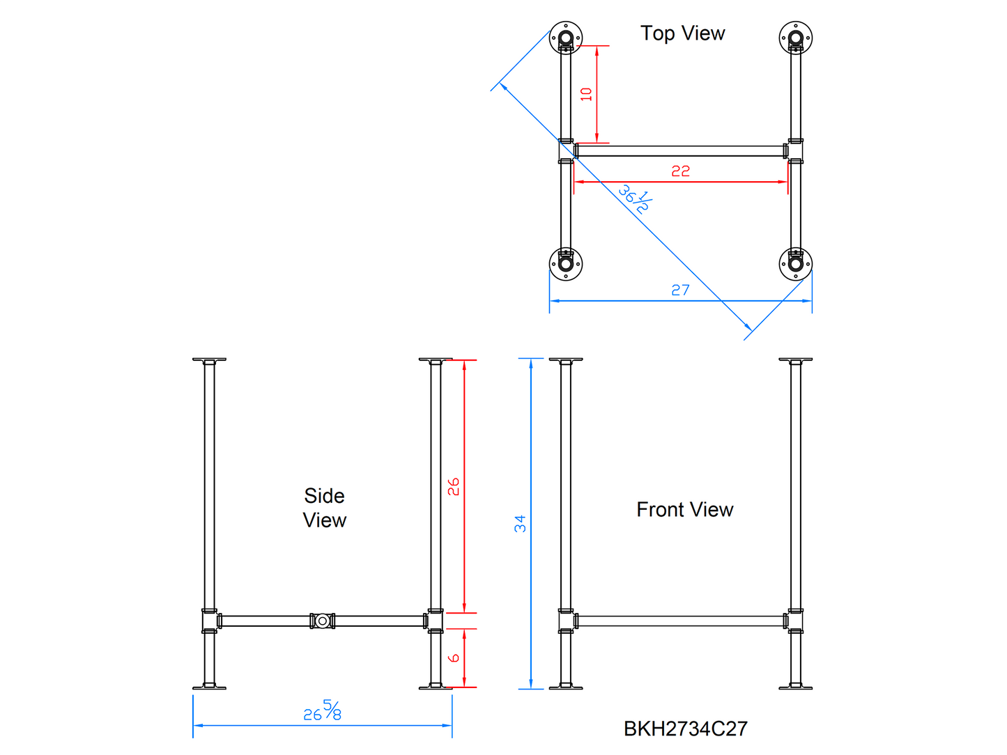 counter height pipe table legs