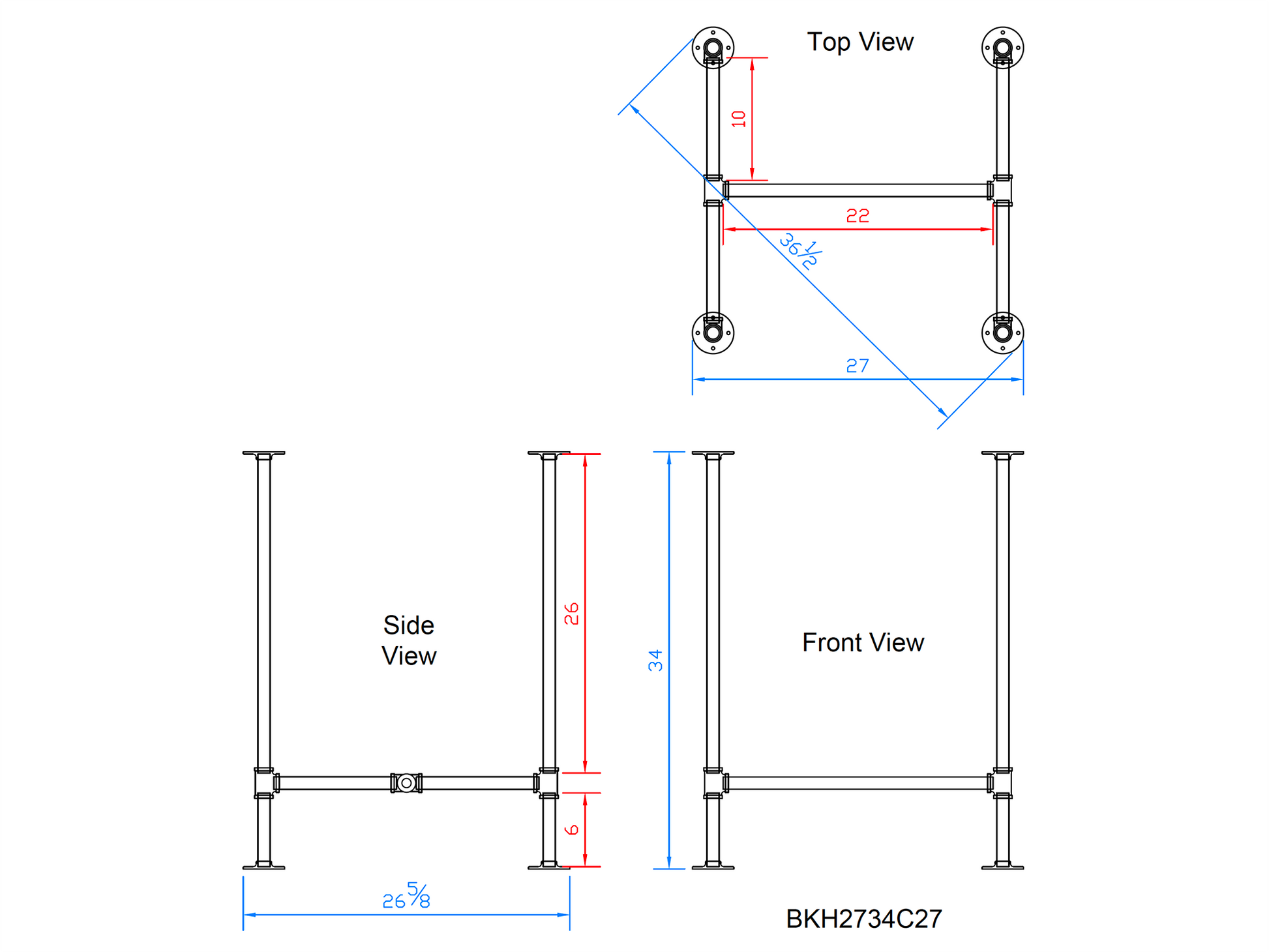 counter height pipe table legs