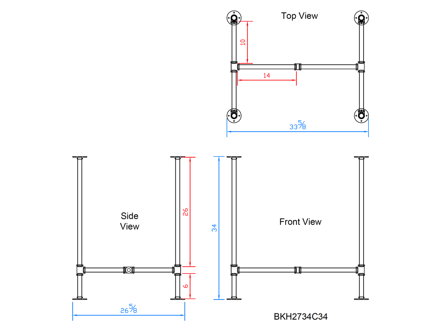 counter height pipe table legs