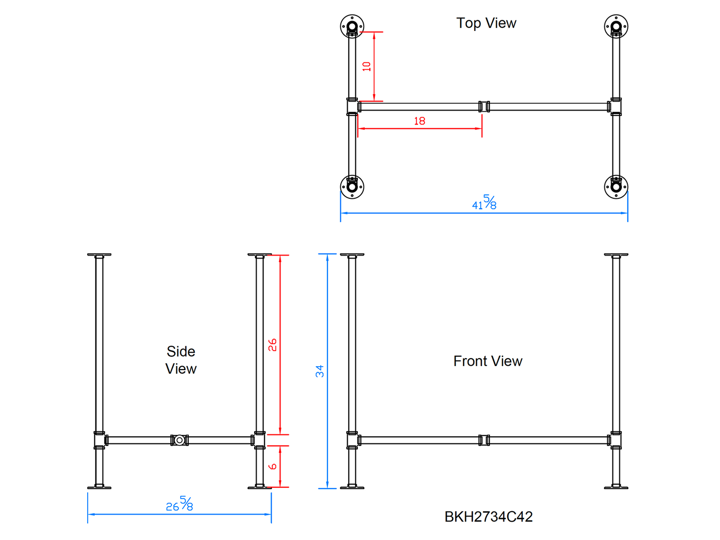 counter height pipe table legs