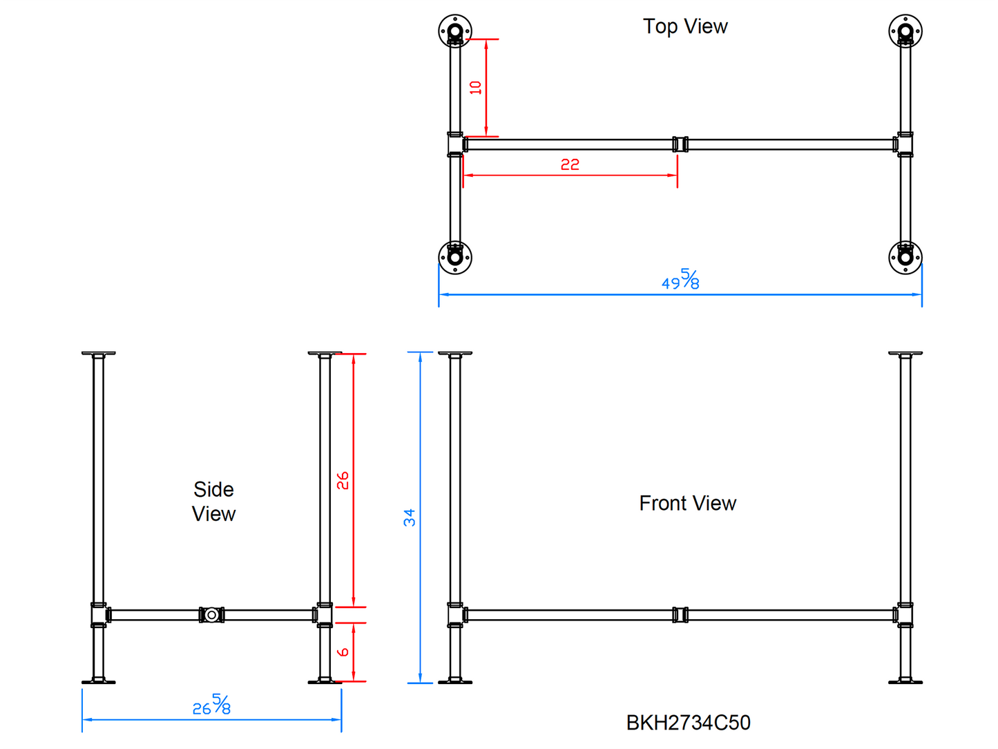 counter height pipe table legs