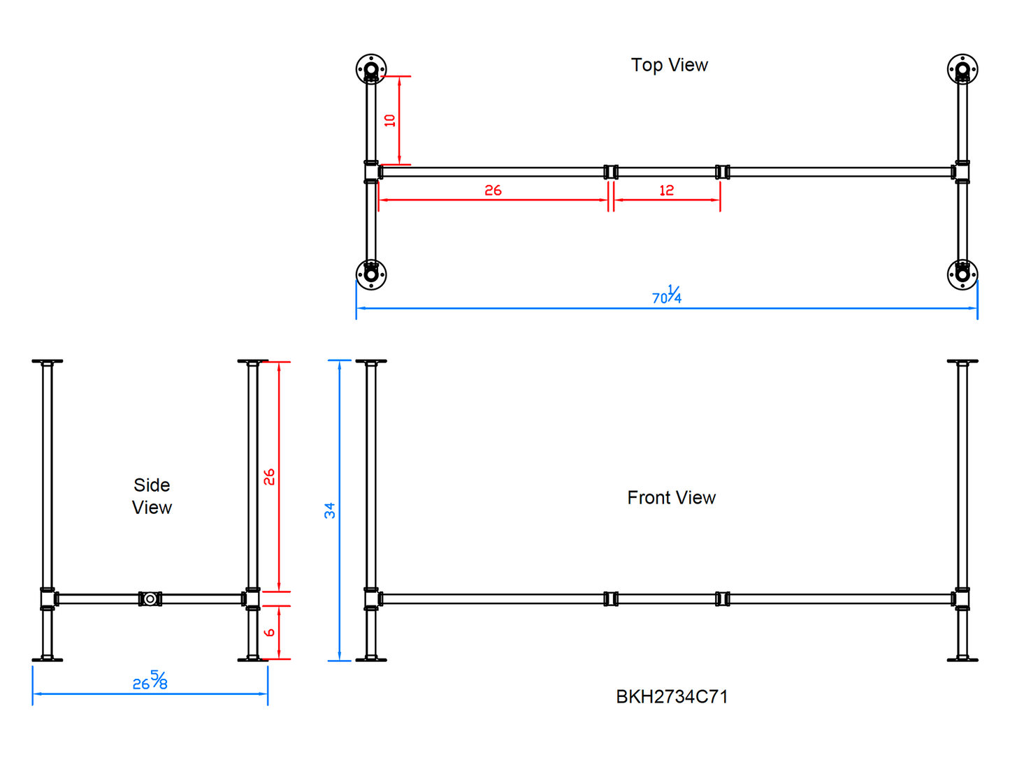 counter height pipe table legs