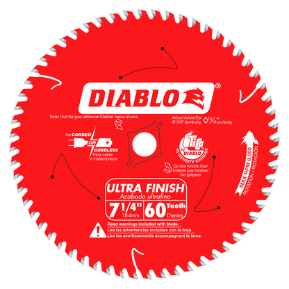 DIABLO 7-1/4 in. x 60 Tooth Finish Saw Blade (D0760X)